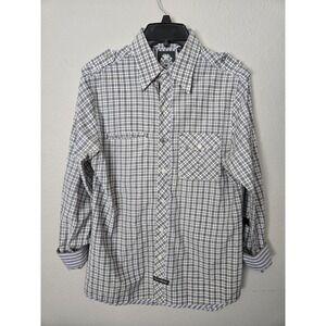 English Laundry Plaid LS BU, 100% Cotton, Grey Button Up. Size M